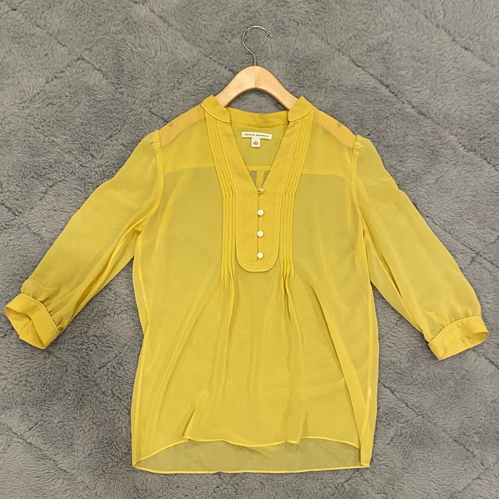 Banana Republic Sheer Yellow Blouse